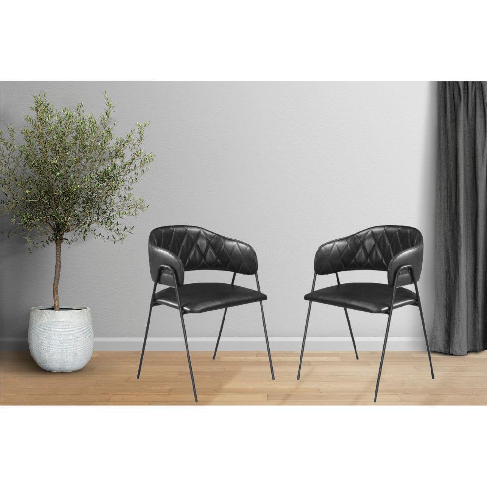 Conjunto 8 Cadeiras Veneza Couro Preto Metal Preto