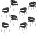 Conjunto 8 Cadeiras Veneza Couro Preto Metal Preto