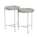 Conjunto Mesa de Canto Itália em Tampo Marmorizado Off White e Pés em Metal Champanhe