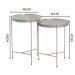 Conjunto Mesa de Canto Itália em Tampo Marmorizado Off White e Pés em Metal Champanhe