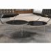 Conjunto Mesa de Centro Itália Tampo Marmorizado Preto e Pés Metal Champanhe