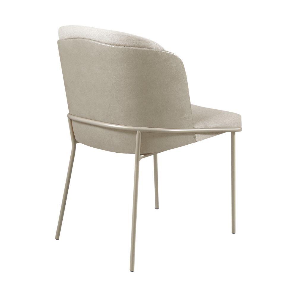 Conjunto Mesa de Jantar Barcelona Off White Base Champanhe 1,20M com 4 Cadeiras Aurora