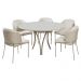 Conjunto Mesa de Jantar Barcelona Off White Base Champanhe 1,35M com 4 Cadeiras Aurora