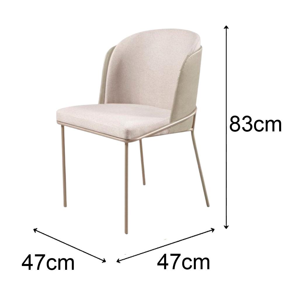 Conjunto Mesa de Jantar Barcelona Off White Base Champanhe 1,35M com 4 Cadeiras Aurora