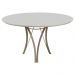 Conjunto Mesa de Jantar Barcelona Off White Base Champanhe 1,35M com 4 Cadeiras Aurora