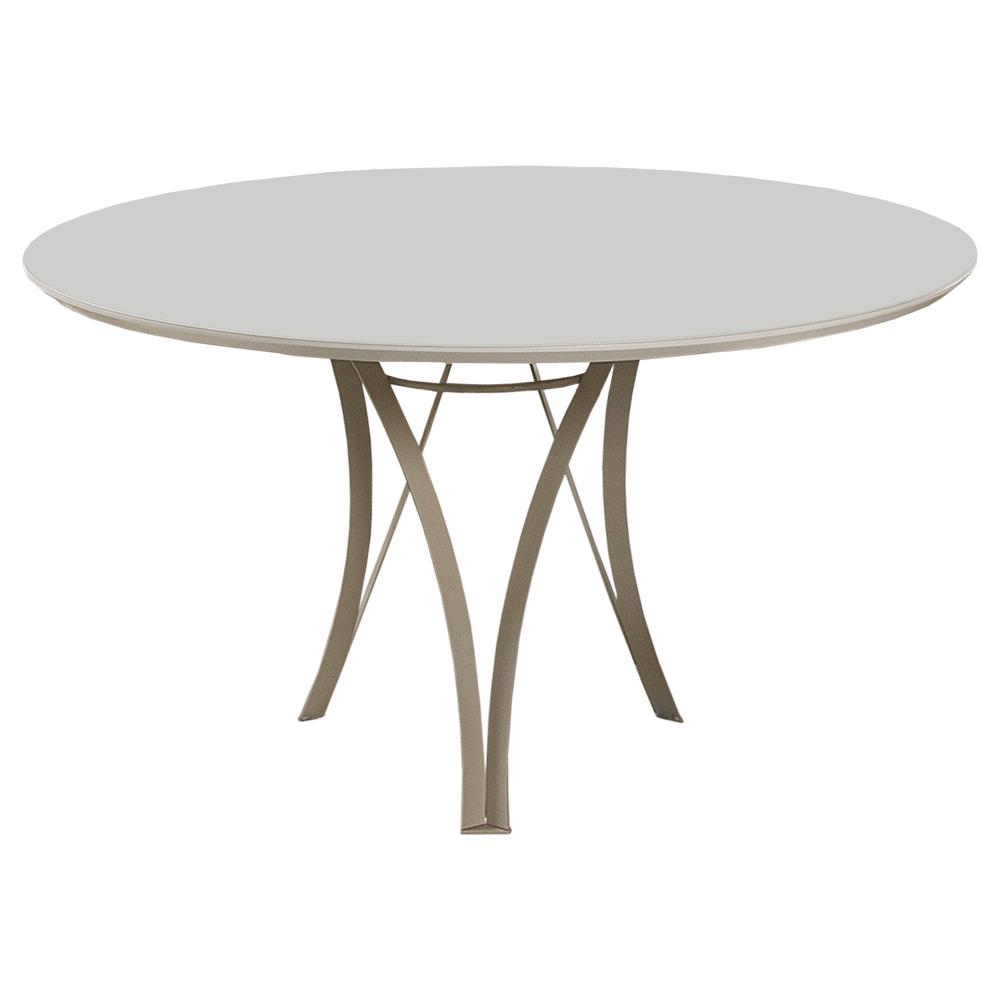Conjunto Mesa de Jantar Barcelona Off White Base Champanhe 1,35M com 4 Cadeiras Aurora