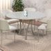 Conjunto Mesa de Jantar Barcelona Off White Base Champanhe 1,35M com 4 Cadeiras Aurora
