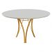 Conjunto Mesa de Jantar Barcelona Off White Base Dourado 1,20M com 4 Cadeiras Aurora