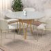 Conjunto Mesa de Jantar Barcelona Off White Base Dourado 1,20M com 4 Cadeiras Aurora