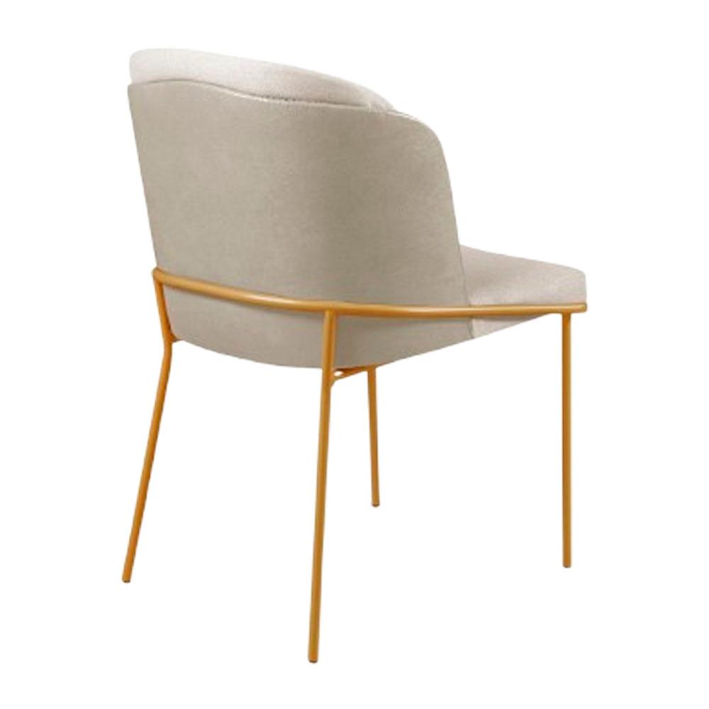 Conjunto Mesa de Jantar Barcelona Off White Base Dourado 1,35M com 4 Cadeiras Aurora