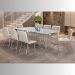 Conjunto Mesa de Jantar Milão Off White com 8 Cadeiras Cristal Couro Pérola Metal Champanhe