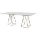 Conjunto Mesa de Jantar Milão Off White com 8 Cadeiras Cristal Couro Pérola Metal Champanhe