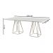 Conjunto Mesa de Jantar Milão Off White com 8 Cadeiras Cristal Couro Pérola Metal Champanhe