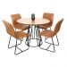 Conjunto Sala de Jantar Rubi Cinamomo com 4 Cadeiras Cristal Couro Caramelo Base Preto