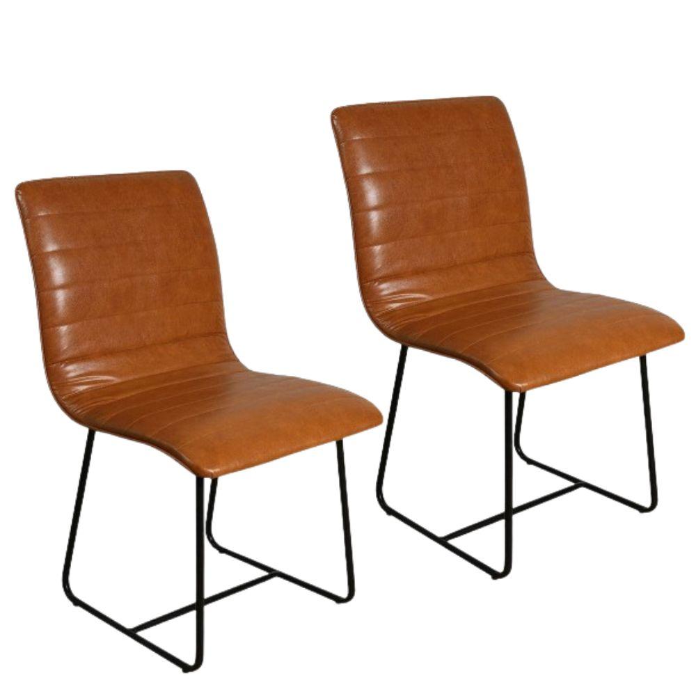 Conjunto Sala de Jantar Rubi Cinamomo com 4 Cadeiras Cristal Couro Caramelo Base Preto