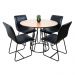 Conjunto Sala de Jantar Rubi Cinamomo com 4 Cadeiras Cristal Couro Preto Base Preto