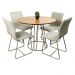 Conjunto Sala de Jantar Rubi Cinamono com 4 Cadeiras Cristal Couro Pérola e Metal Champanhe