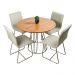 Conjunto Sala de Jantar Rubi Cinamono com 4 Cadeiras Cristal Couro Pérola e Metal Champanhe