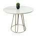 Conjunto Sala de Jantar Rubi Off White com 4 Cadeiras Cristal Couro Pérola Base Champanhe