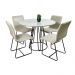 Conjunto Sala de Jantar Rubi Off White com 4 Cadeiras Cristal Couro Pérola Base Preto