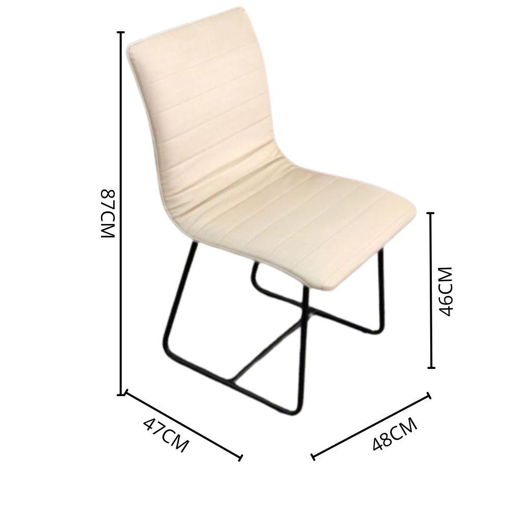 Conjunto Sala de Jantar Rubi Off White com 4 Cadeiras Cristal Couro Pérola Base Preto