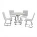 Conjunto Sala de Jantar Rubi Off White com 4 Cadeiras no Linho Cinza