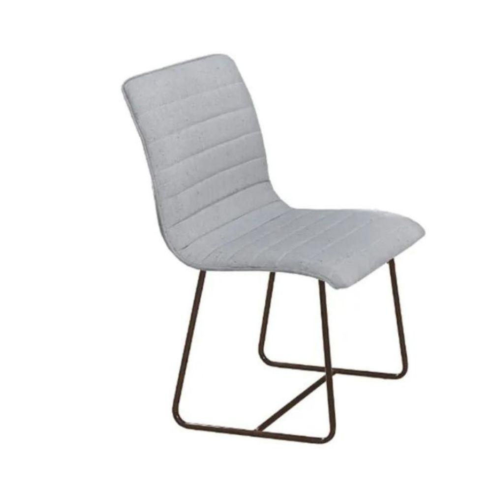 Conjunto Sala de Jantar Rubi Off White com 4 Cadeiras no Linho Cinza