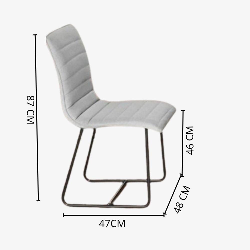 Conjunto Sala de Jantar Rubi Off White com 4 Cadeiras no Linho Cinza