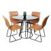 Conjunto Sala de Jantar Rubi Preto com 4 Cadeiras Cristal Couro Caramelo Base Preto