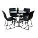 Conjunto Sala de Jantar Rubi Preto com 4 Cadeiras Cristal Couro Preto Base Preto