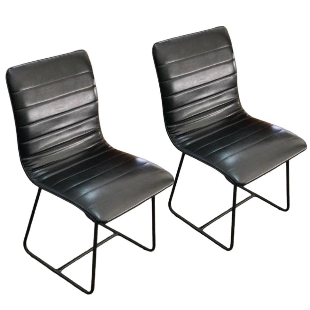 Conjunto Sala de Jantar Rubi Preto com 4 Cadeiras Cristal Couro Preto Base Preto