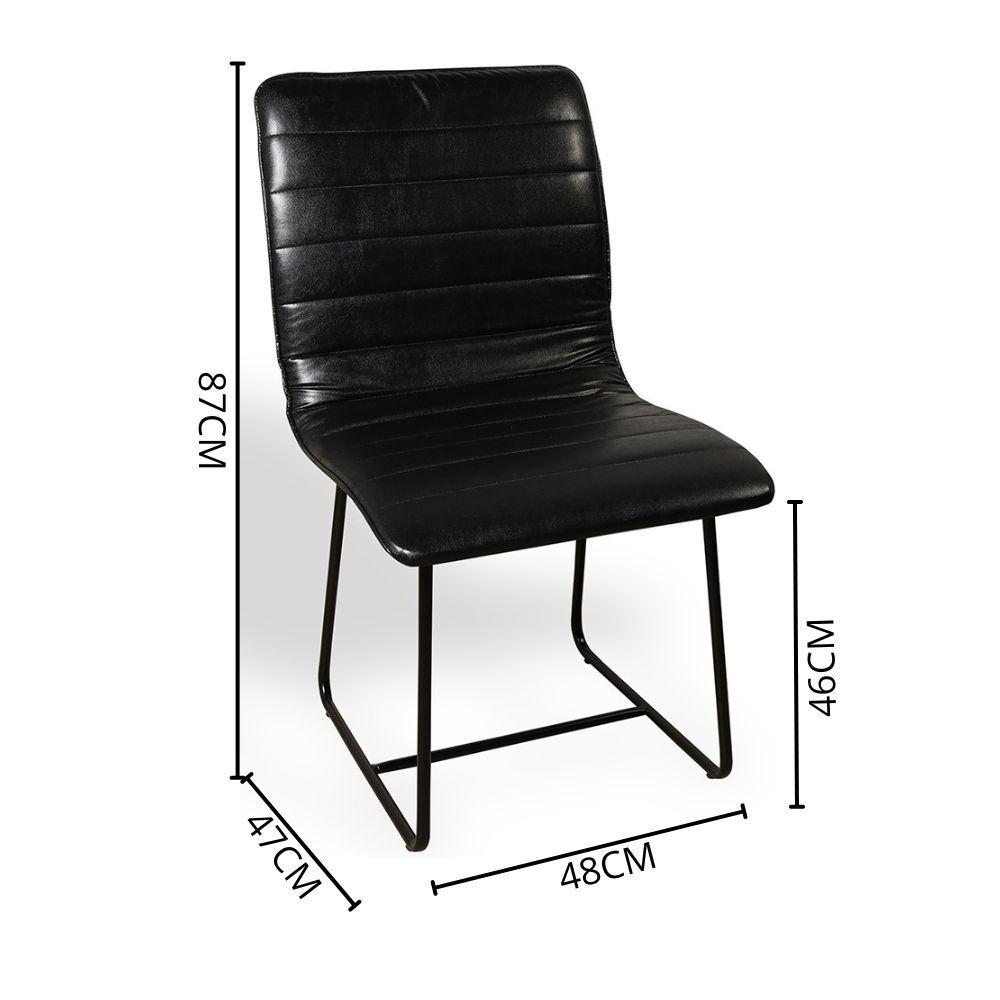 Conjunto Sala de Jantar Rubi Preto com 4 Cadeiras Cristal Couro Preto Base Preto
