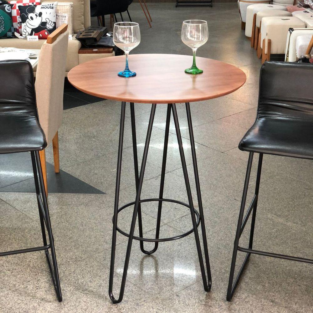 Mesa Bistrô Dubai Madeira Com Base Preto 60 Cm