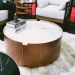 Mesa de Centro Olinda Redonda Tampo Marmorizado Off White e Estrutura em MDF Laminado
