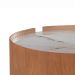 Mesa de Centro Olinda Redonda Tampo Marmorizado Off White e Estrutura em MDF Laminado