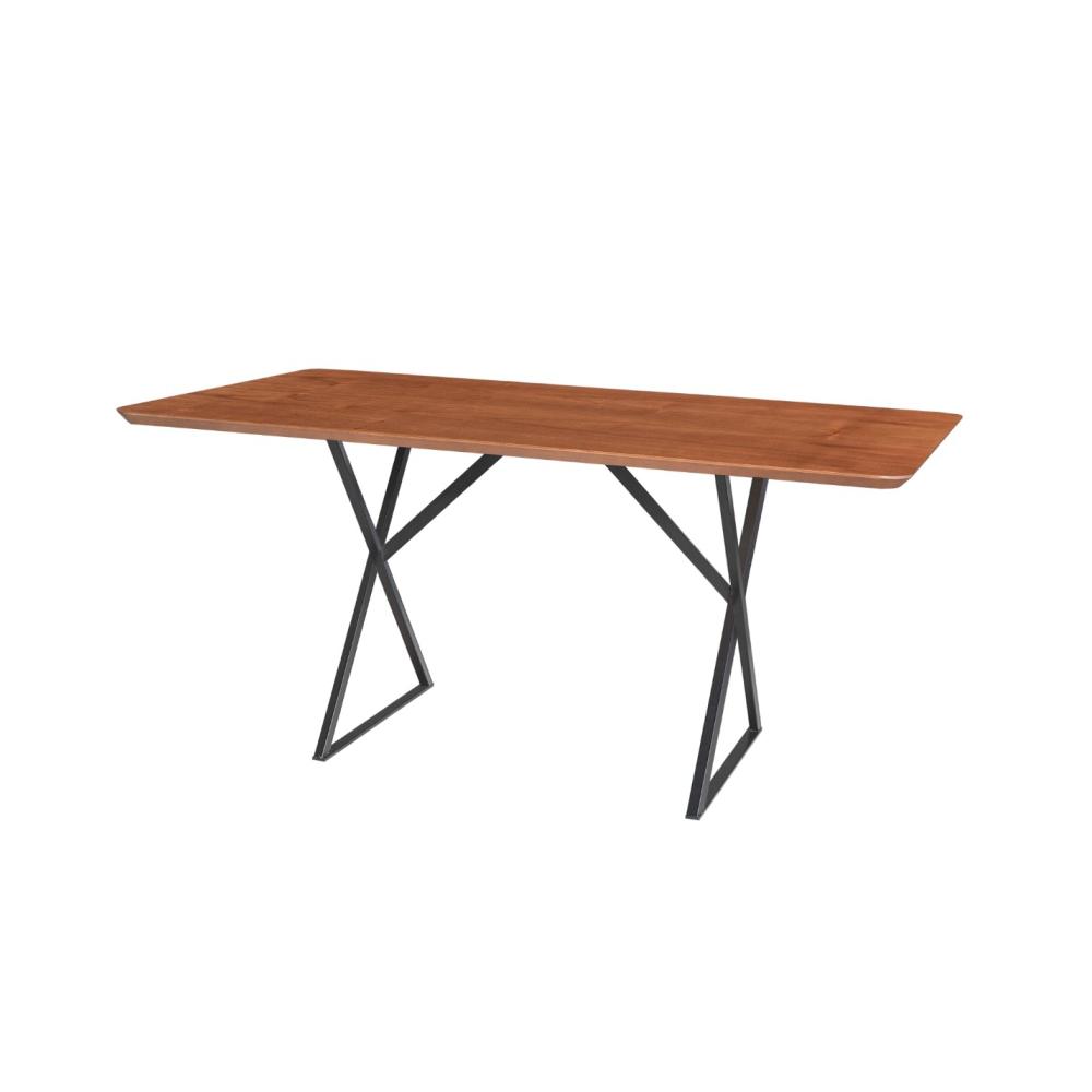 Mesa de Jantar Angra Amadeirado 1,60m x 0,90m com Base de Metal Preto