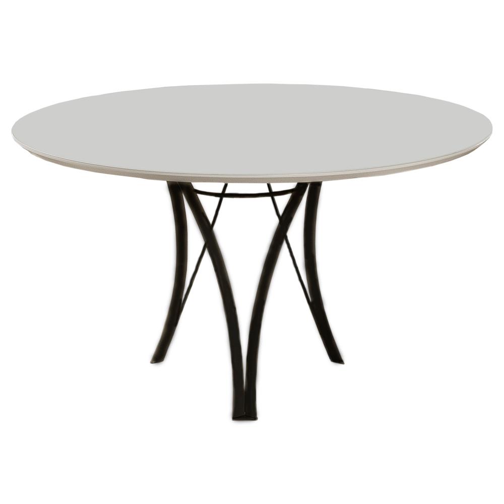Mesa de Jantar Barcelona Redonda 1,35M Off White Base em Metal Preto