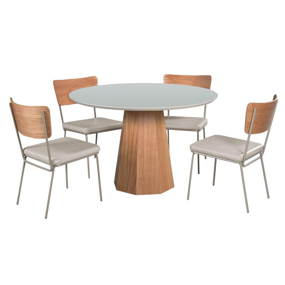Mesa de Jantar Lisboa Tampo Redondo Off White 1,20 M