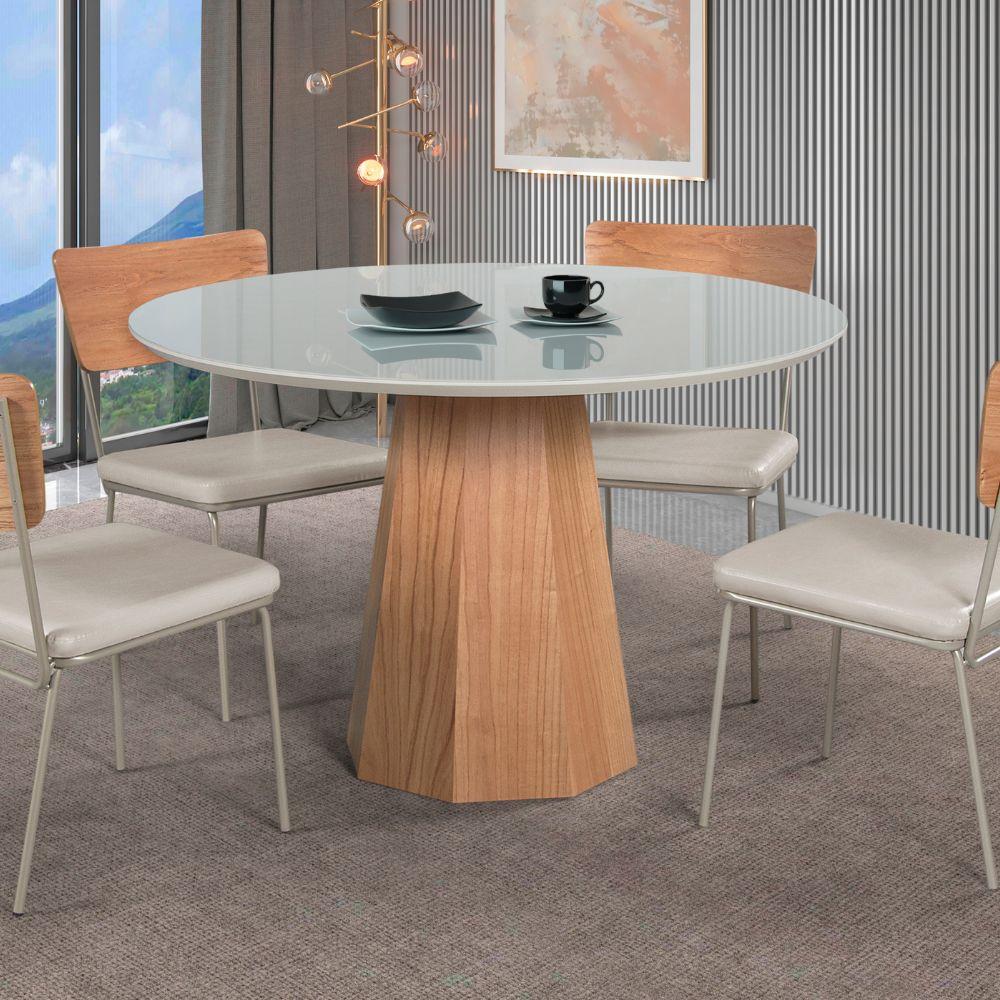 Mesa de Jantar Lisboa Tampo Redondo Off White 1,35M