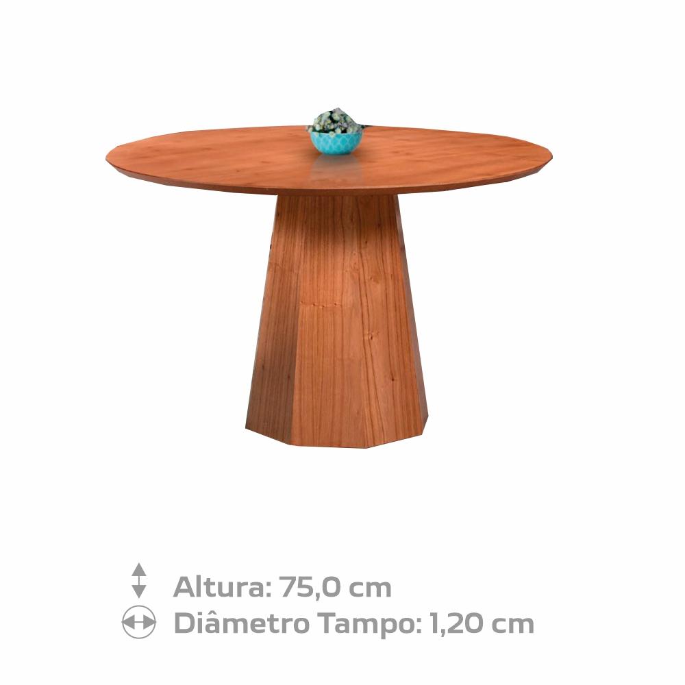 Mesa de Jantar Lisboa Tampo Redondo em MDF Laminado 1,20 M