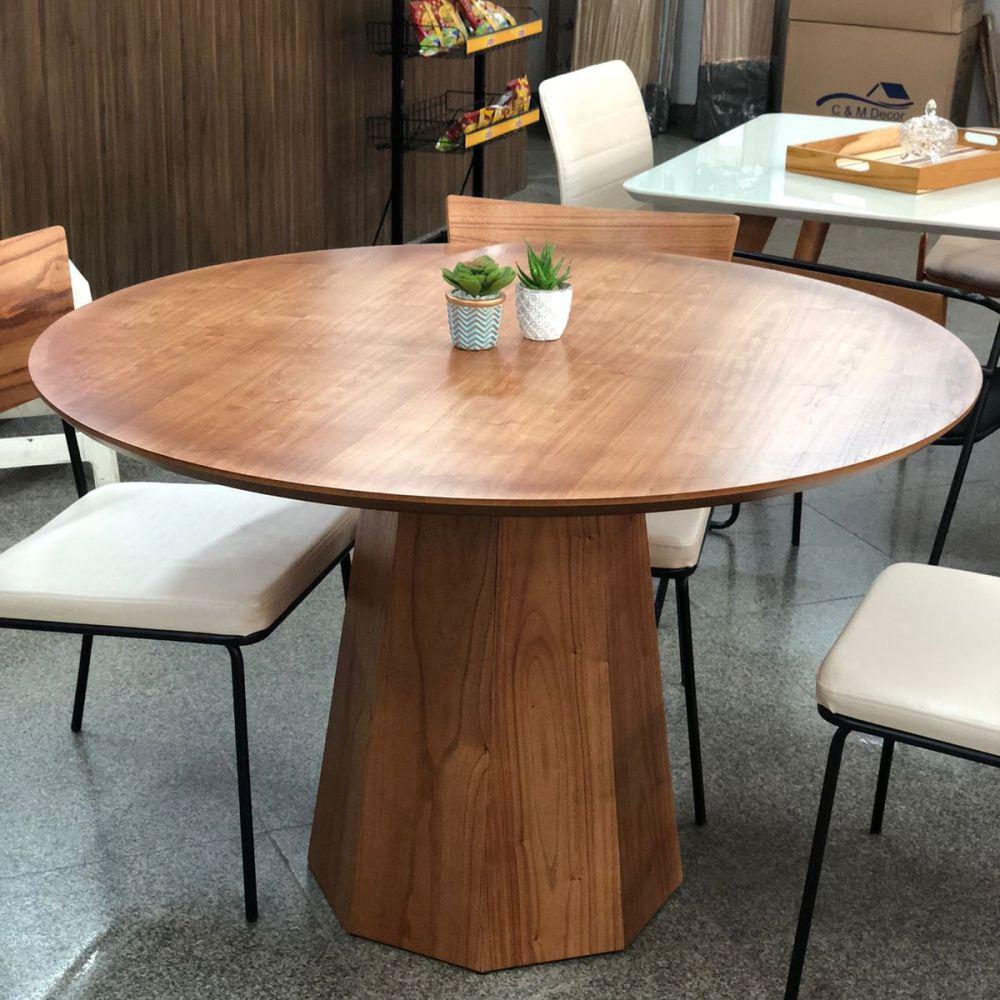Mesa de Jantar Lisboa Tampo Redondo em MDF Laminado 1,35M