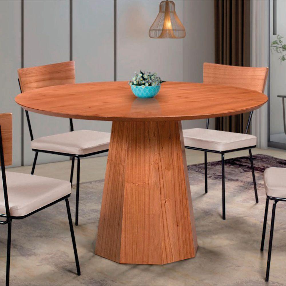 Mesa de Jantar Lisboa Tampo Redondo em MDF Laminado 1,35M
