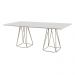 Mesa de Jantar Retangular Milão Off White 2M com Base Metal Champanhe