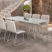 Mesa de Jantar Retangular Milão Off White 2M com Base Metal Champanhe