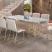 Mesa de Jantar Retangular Milão Off White 2M com Base Metal Dourado