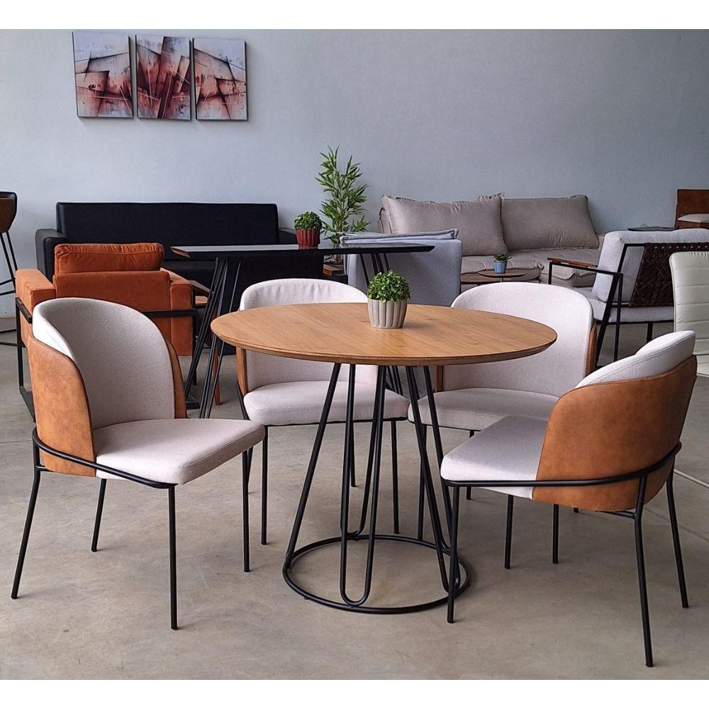 Mesa de Jantar Rubi Cinamomo em Metal Preto 1,20 M