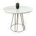 Mesa de Jantar Rubi Off White com Base de Metal Champanhe