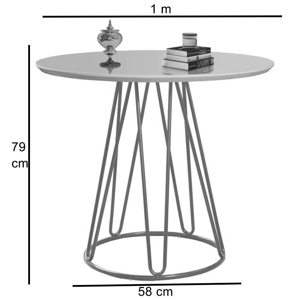 Mesa de Jantar Rubi Off White com Base de Metal Cobre