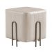 Puff Realeza Decorativo Couro Pérola Metal Champanhe
