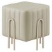 Puff Realeza Decorativo Couro Pérola Metal Champanhe